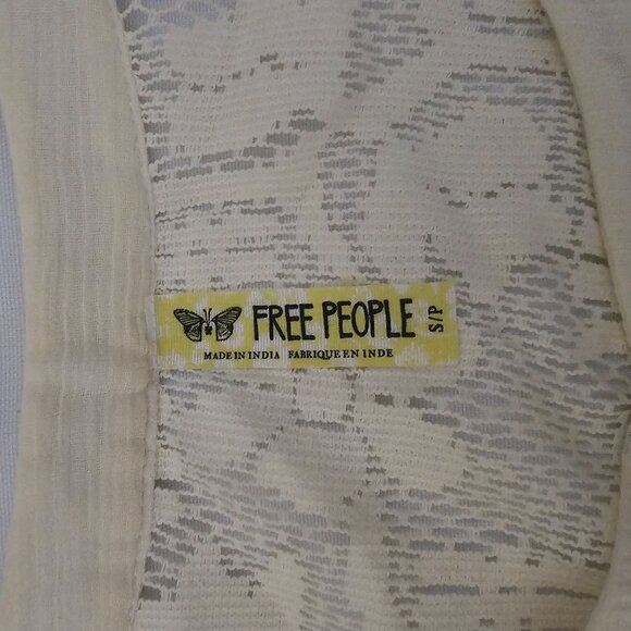 Free People Cream Lace Trim Button Front 3/4 Sleeve Tunic Dress Women's Small - Picture 7 of 14